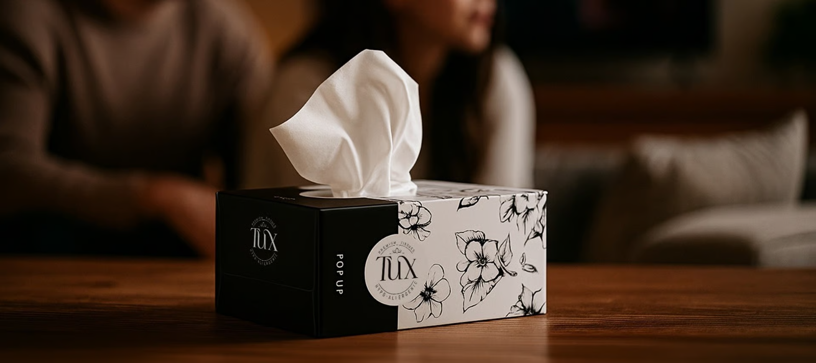 TUX Pop Up tissue lifestyle campaign